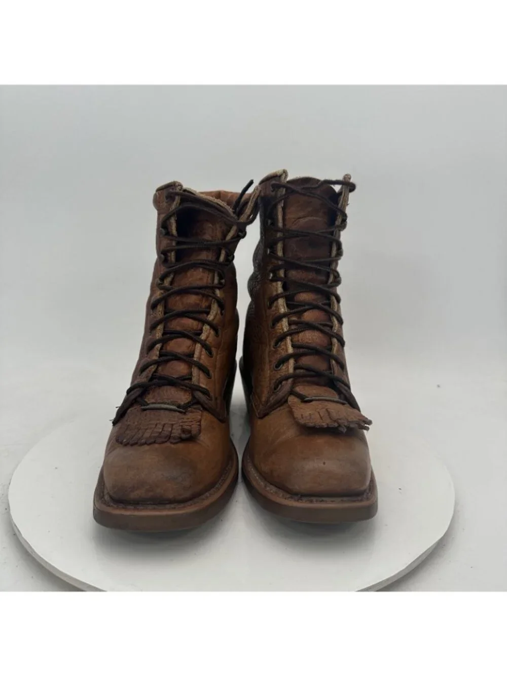 Double H Lacer Men Size 7.5M Brown Leather Kiltie Western Rodeo Cowboy Boot